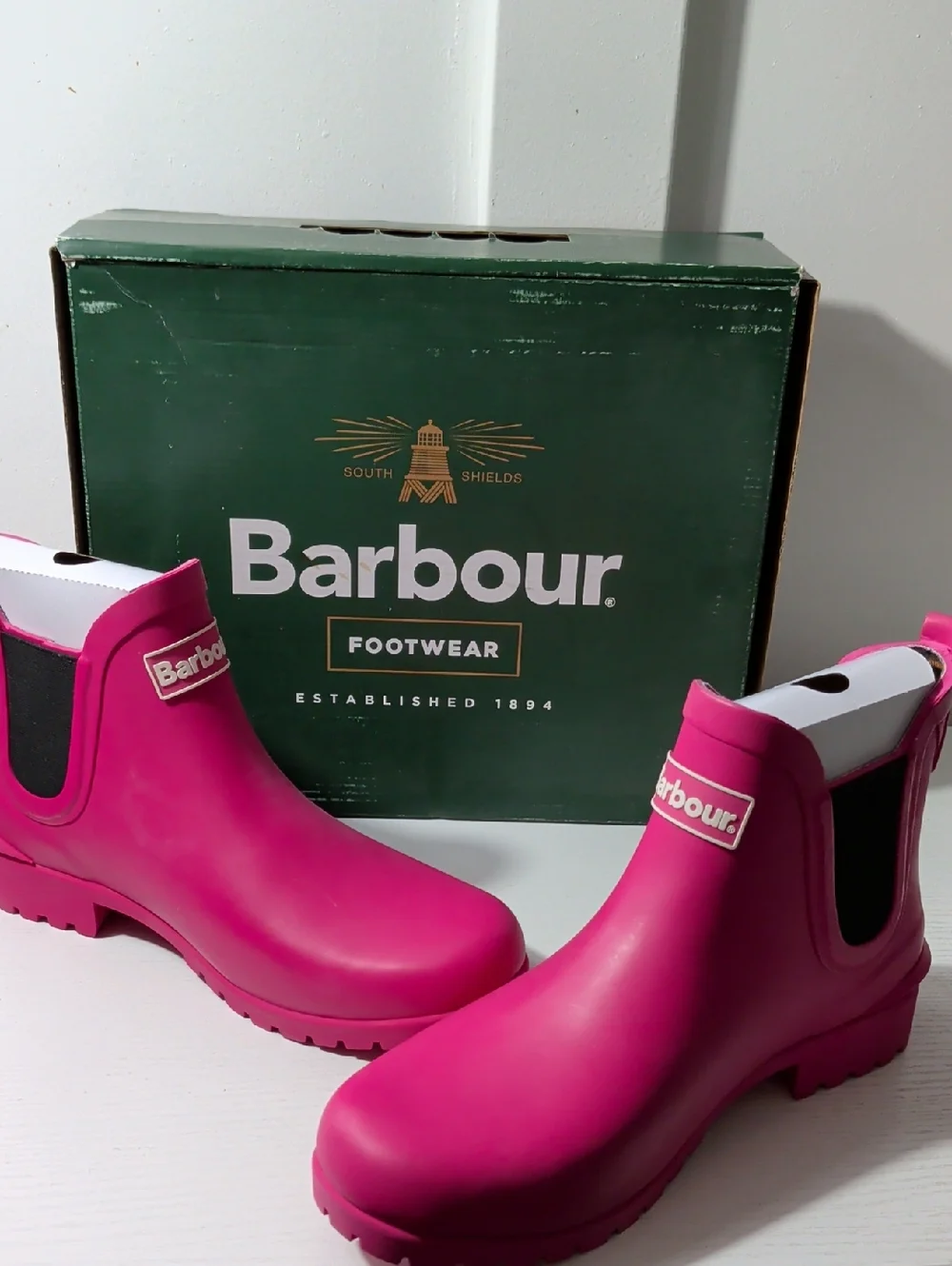 Barbour NIB Rain Boots 8 Pink - Picture 1 of 7